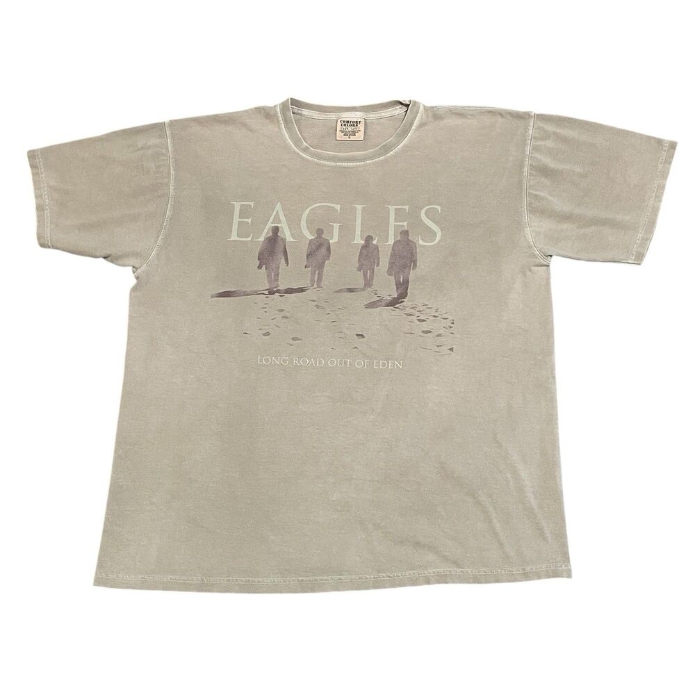 Eagles Long Road Out of Eden Tour 2008 T Shirt Beige Mens Large Double Sided